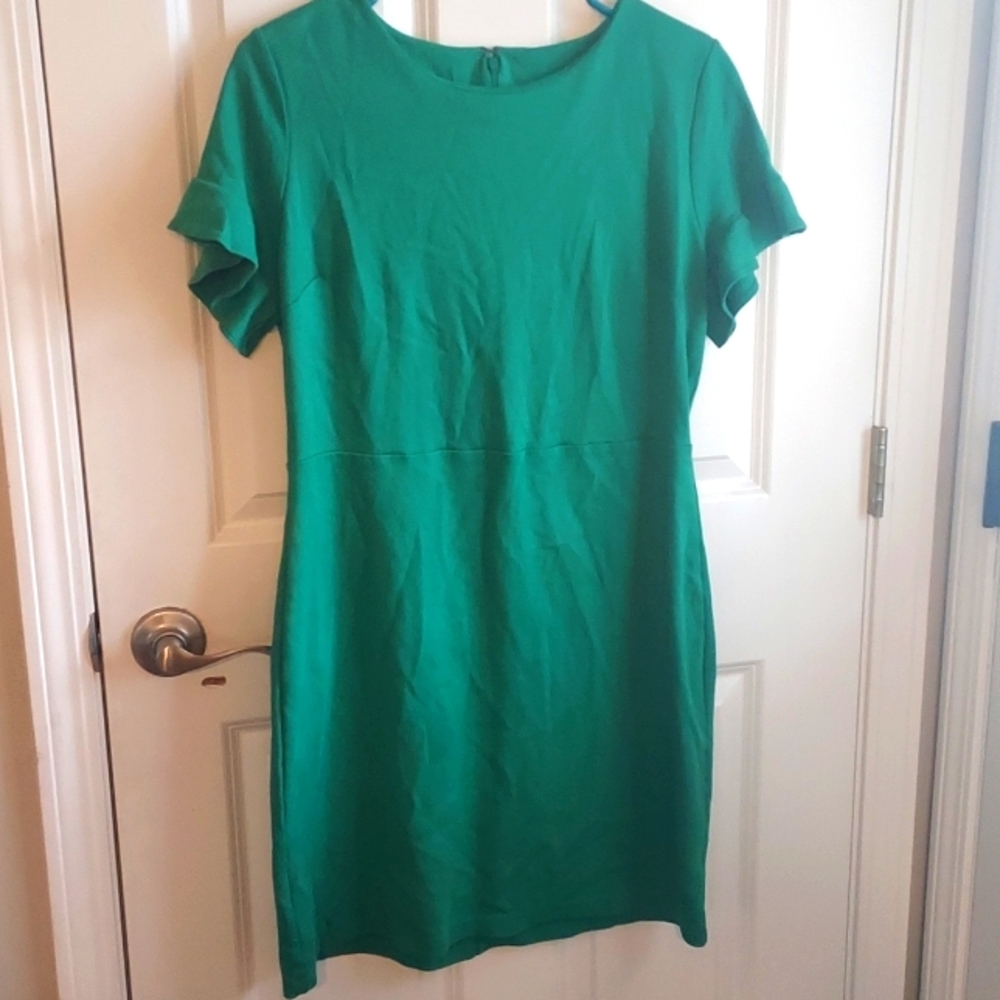 Green flutter sleeve dress